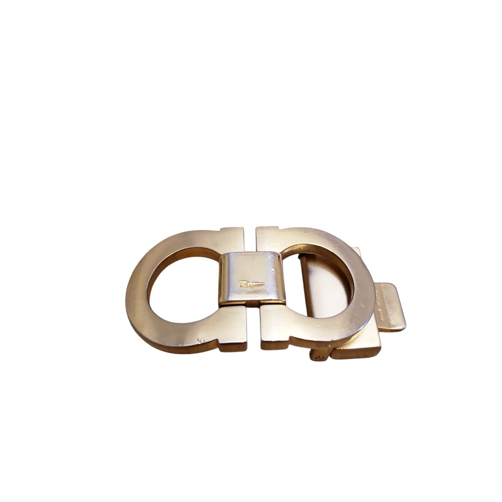 Salvatore Ferragamo Gancini Logo Gold Tone Belt Buckle